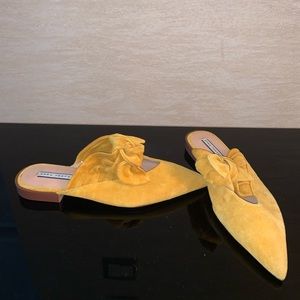 Zara mustard yellow suede mules